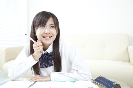 Female high school students to studyの写真素材