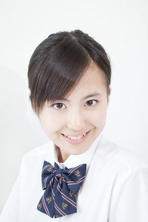 High school girls smilingの写真素材