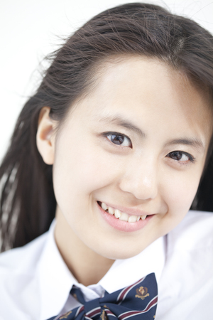 High school girls smilingの写真素材