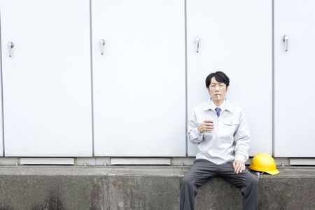 Work crews a breatherの写真素材