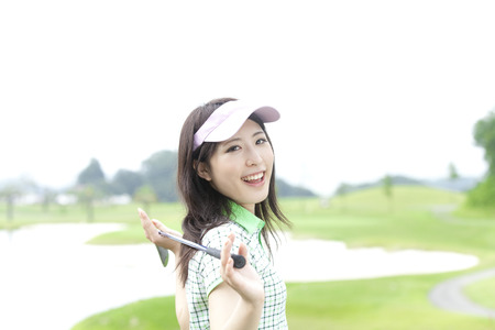 Women with a smile stretchingの写真素材