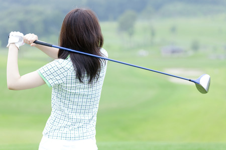 Back view of women that swingの写真素材