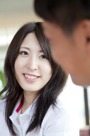 Men and women to chatの写真素材
