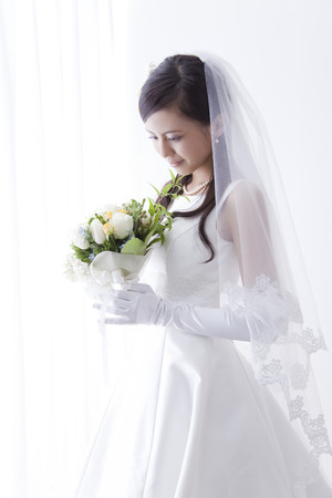 Bride with bouquetの写真素材