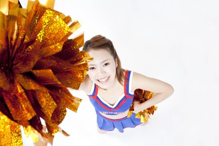 Cheerleader to raise the one handの写真素材