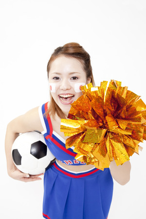 Cheerleader smile soccer ballの写真素材