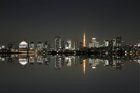 Night view of Tokyo Tower and buildingsのeditorial素材