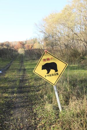 Bear haunt of signboardの写真素材