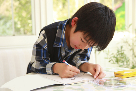 Boy paintingの写真素材