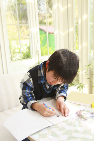 Boy paintingの写真素材