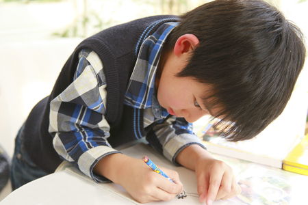 Boy paintingの写真素材