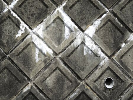 Lime substances exuded from the concrete of the mountain slopeの写真素材