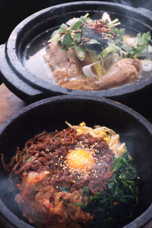 Stone-grilled bibimbap and Samgyetangの写真素材