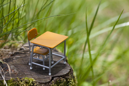 Study desk with bookの写真素材