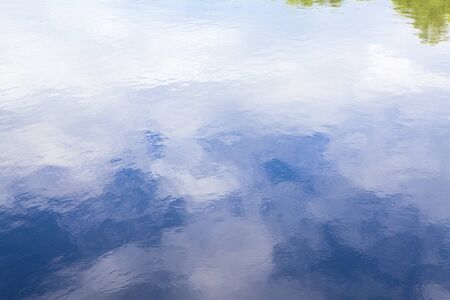Blue sky and clouds reflected in the water surface of Komake-chiの写真素材