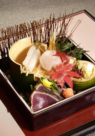 Seared squid and bonitoの写真素材