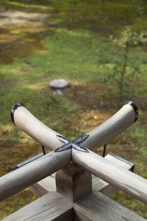 Daikakuji corridor of handrailの写真素材