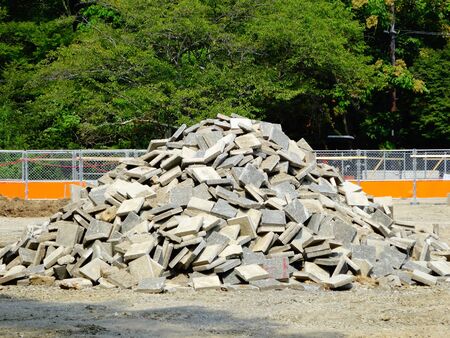 Peeled concrete tile construction siteの写真素材