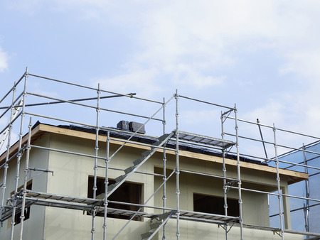 Tiled construction of new homesの写真素材