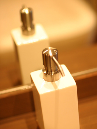 Washroom of shampoo bottlesの写真素材