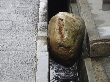 Stone of the grooves of the roadの写真素材