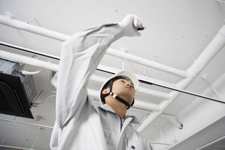 Male workers to check the site