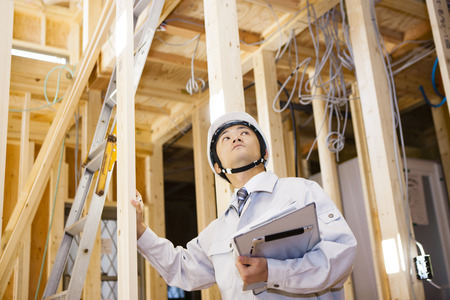 Check the House under construction foremanの写真素材