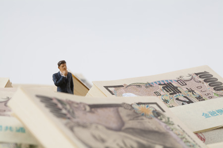 Business people think about money figures