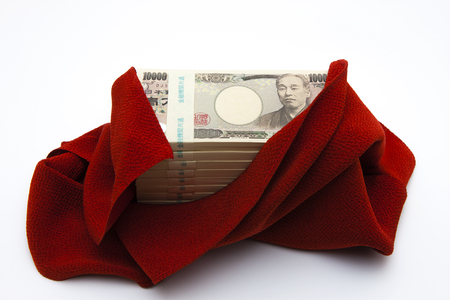 Cash wrapped in a cloth の写真素材