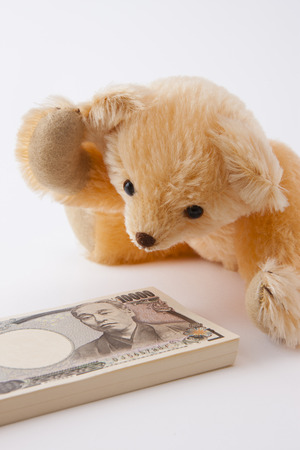 Teddy bear to see the wad and jitterの写真素材