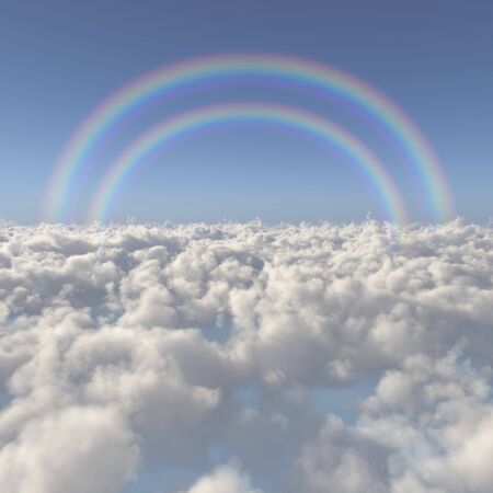 Sea of clouds and a rainbowの写真素材