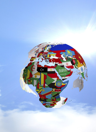 Flag with Earth and skyの写真素材