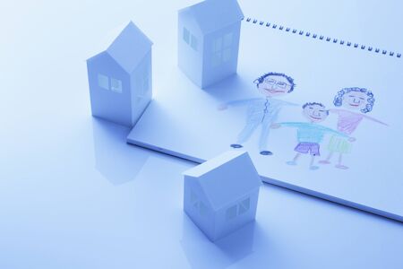 Paper crafts home and family paintingsの写真素材