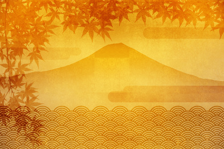 Fuji and autumn leavesの写真素材