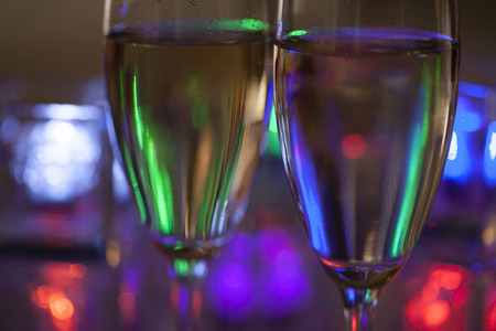 Light cubes and wine glassの写真素材