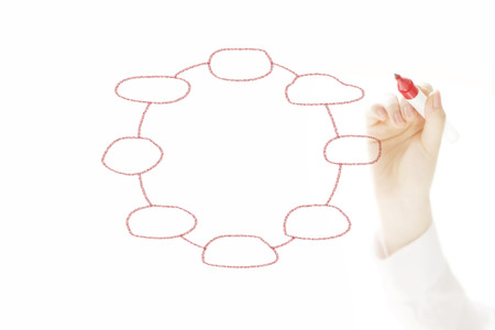 Hand and flowchart diagramの写真素材