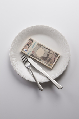 Money on a plateの写真素材