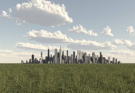 Building group in the meadowの写真素材