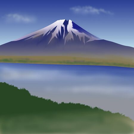 Surface of a lake of Mount Fujiの写真素材