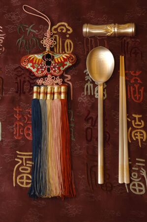 Of Korean traditional spoon and Norigeの写真素材