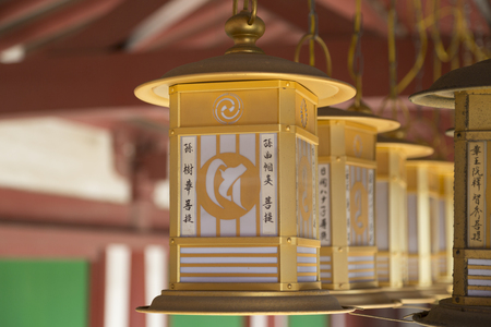 Of Shitennoji center cathedral corridor lanternのeditorial素材