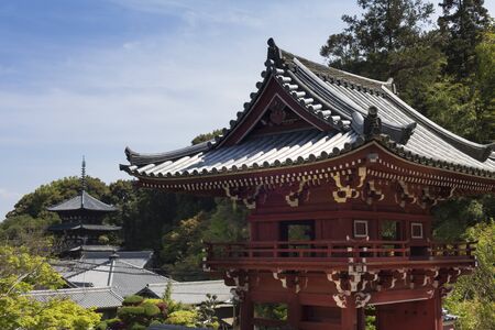 Taima temple back Institute tower gate and Nishi-toのeditorial素材