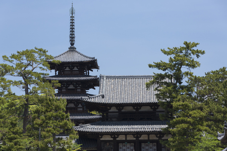 Horyuji Temple of the five-story pagoda and the inner gateのeditorial素材