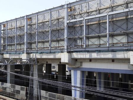 Installation work of the railway of the soundproof wall