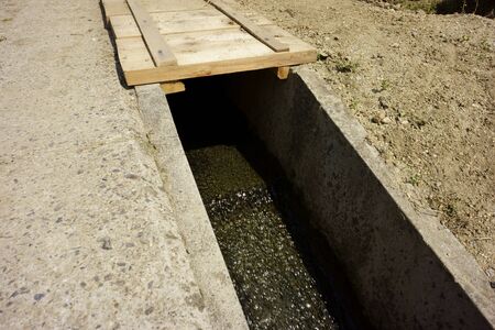 Bridge of wooden grooveの写真素材