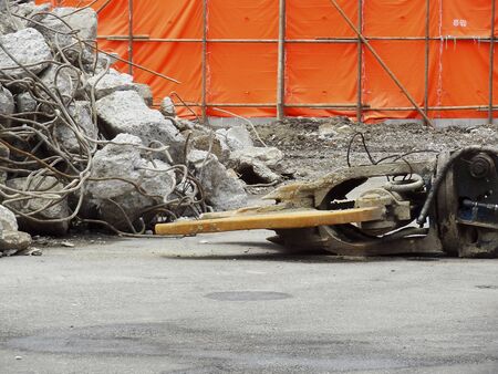 Building demolition site rubble ofの写真素材