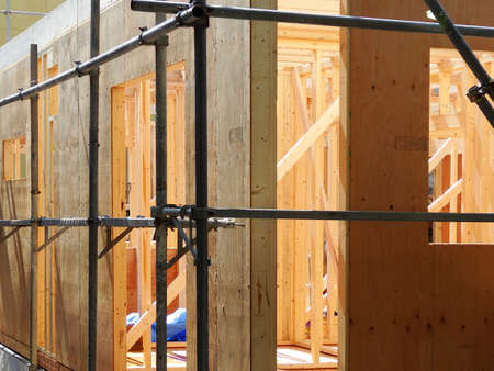 Construction of wooden housesの写真素材