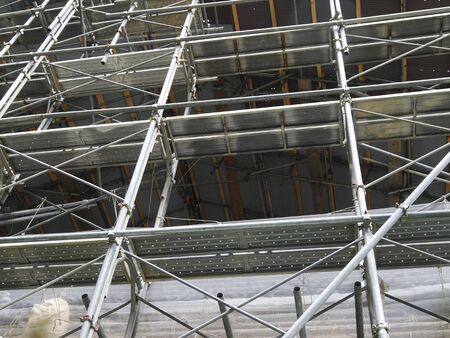 Wooden building construction scaffolding