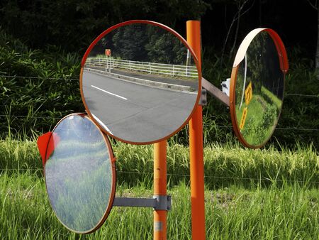 Country Road curved mirrorの写真素材