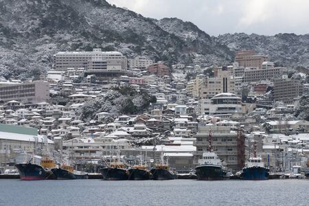 Nagasaki city of snowのeditorial素材